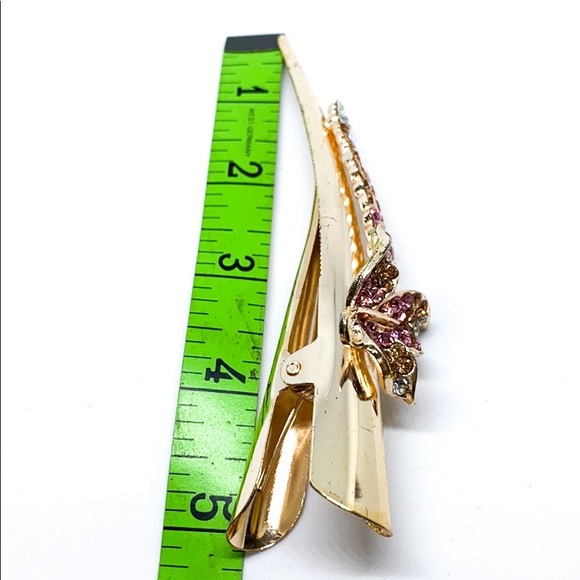 Pink & Gold Floral Hair Clip - Picture 8 of 8